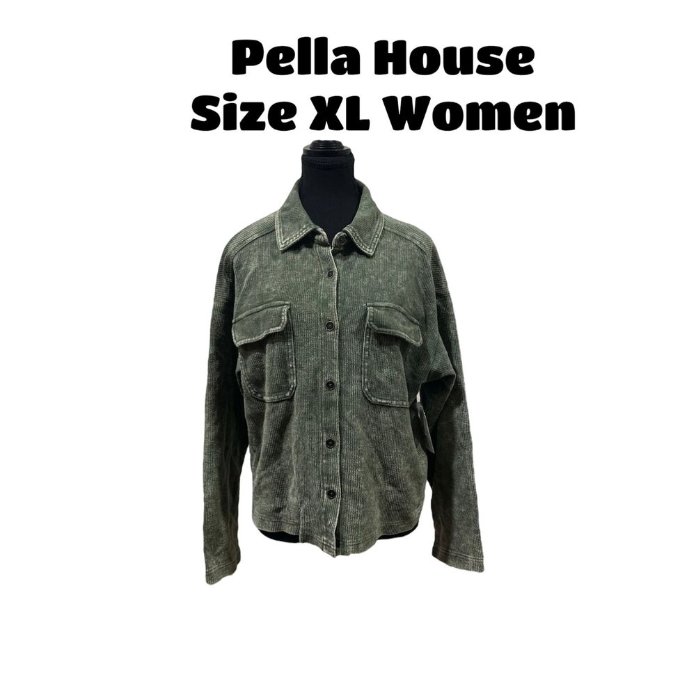 Time and Tru Women's Cropped Corduroy Shacket Sea Turtle Size XL